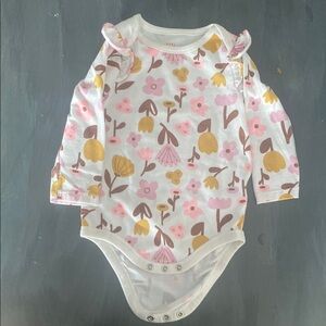 Floral Baby Onesie with Ruffle Sleeves